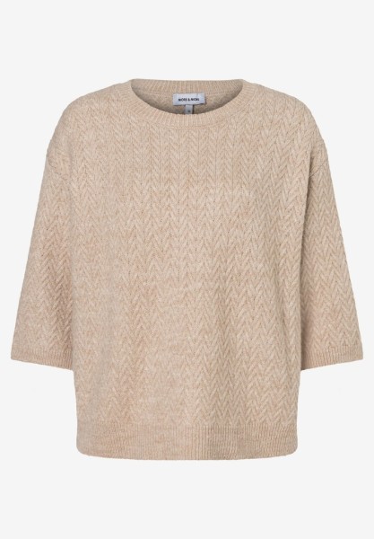 Kurzarm-Pullover mit Zopfstruktur