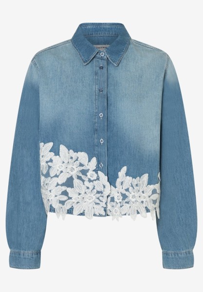 Jeanshemd mit Spitzenbesatz