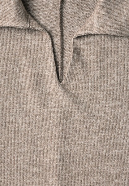 Langarm Poloshirt im Melange-Look