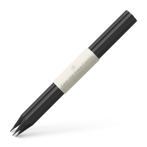 Graf von Faber-Castell 118638 3 holzgefasste Bleistifte mit Tauchkappe, Schwarz