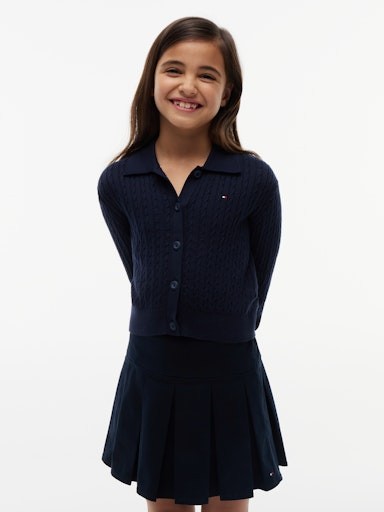 POLO COLLAR RIB CARDIGAN
