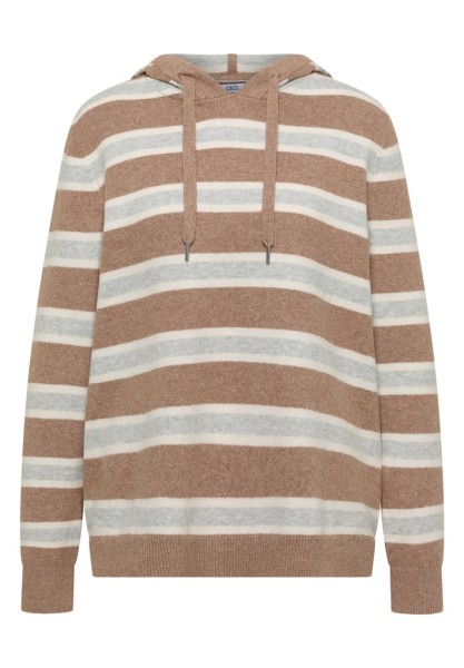 Langarm Pullover mit Kapuze und Streifen