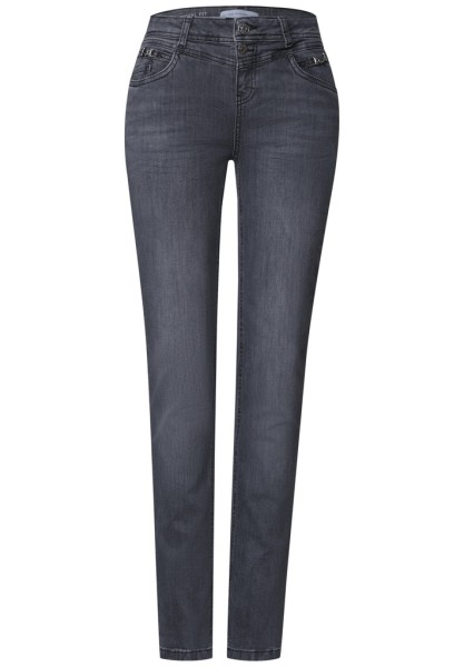 Mid Waist Slim Leg Jeans mit Dekodetail