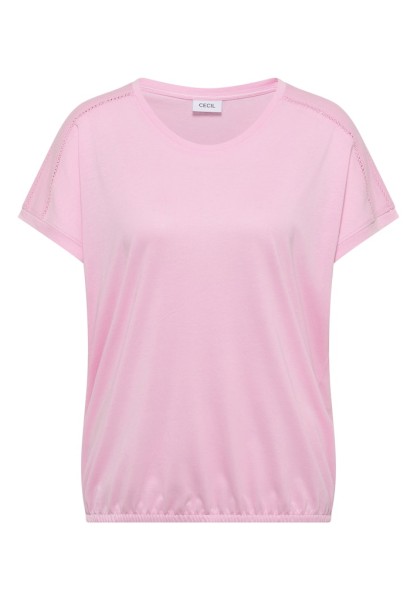 T-Shirt mit V-Neck und Spitzendetail