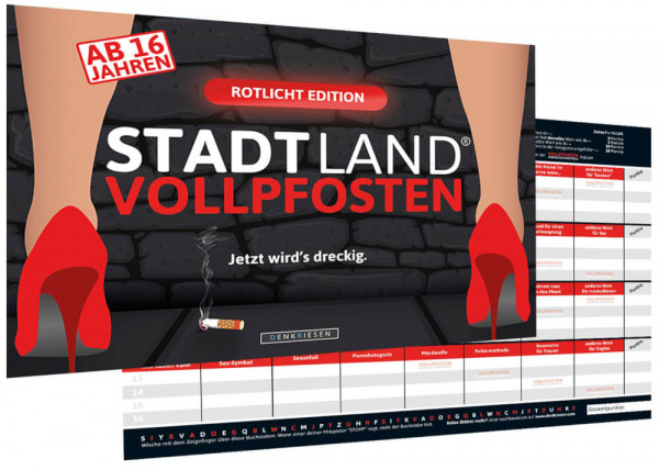 Stadt Land Vollpfosten® - ROTLICHT EDITION (DinA4-Format)