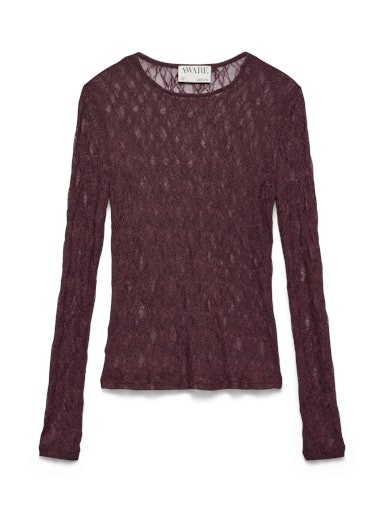 AWTESSY LS O-NECK LACE TOP NOOS