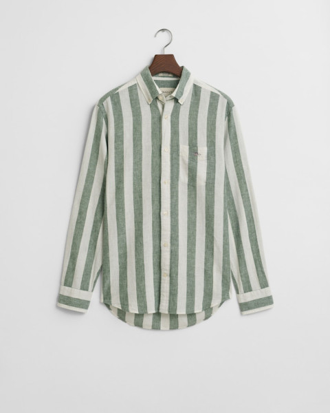 Regular Fit Hemd aus Baumwolle und Leinen mit Streifen