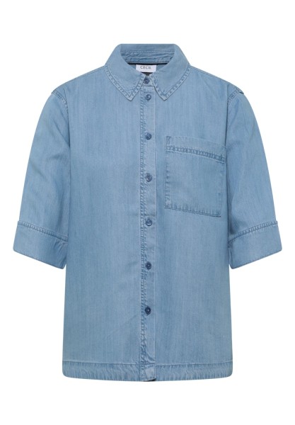 Kurzarm Hemdbluse im Denim-Look