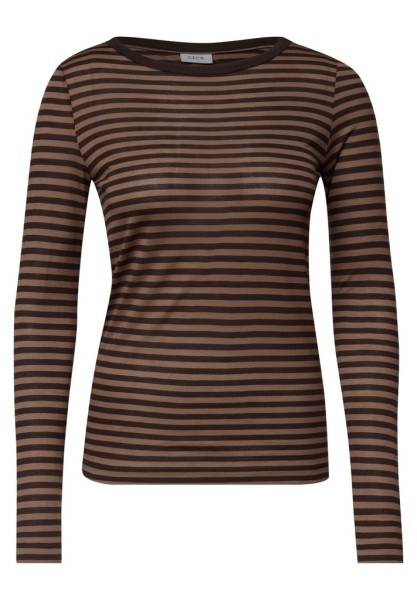 Langarm Shirt mit Boat Neck und Streifen