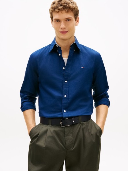 Regular Fit Linen Blend Button-Down Shirt