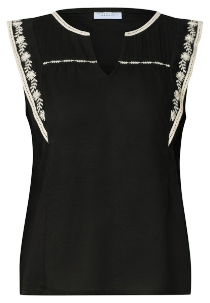 Blusentop mit Split Neck und Embroidery