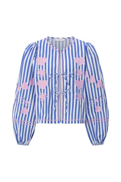 Striped Embroidery Blouse