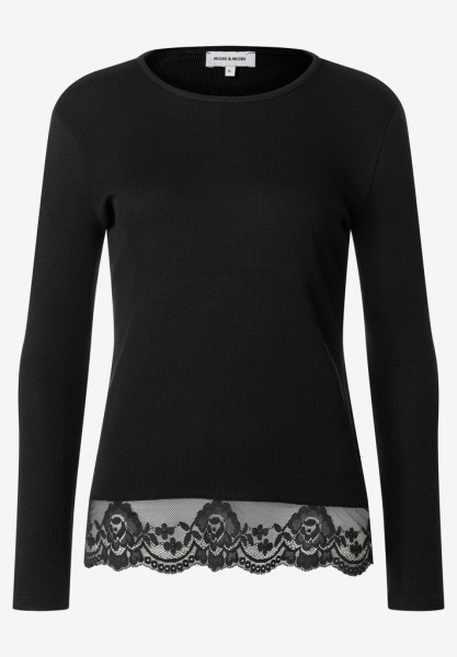 T-Shirt mit Spitzensaum