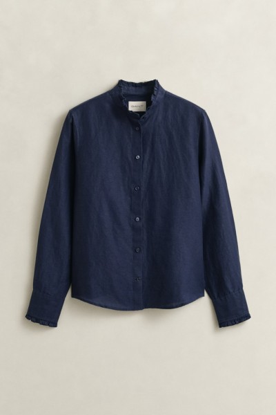 Rüschenbluse aus Leinenmix