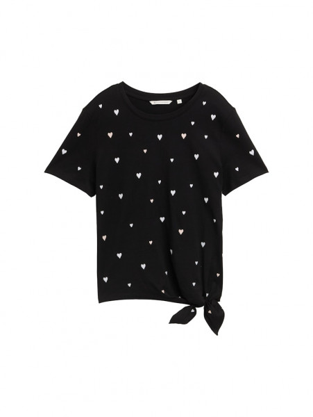 T-Shirt mit Herz-Stickerei