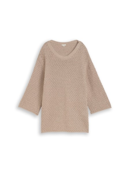 Plus Size - Loose Fit Strickpullover mit Lochmuster