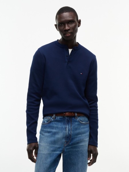 WAFFLE TEXTURE LONGSLEEVE HENLEY