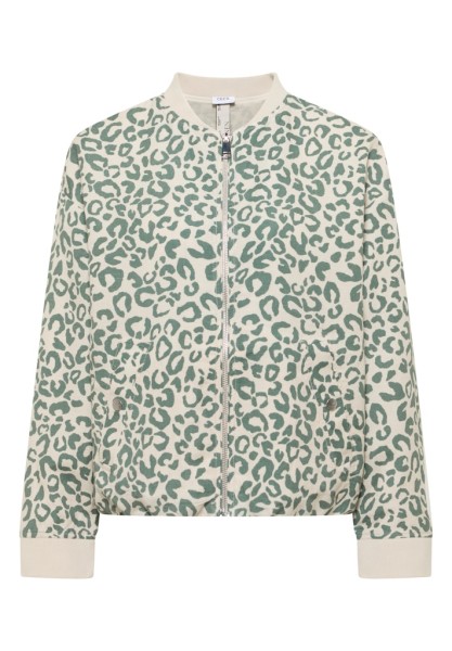 Blouson im Leo-Look aus Leinenmix