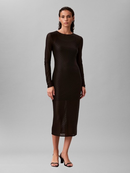 LS AOP LACE MAXI DRESS