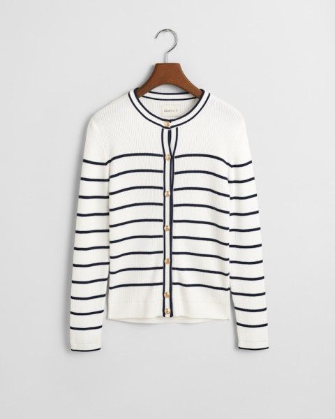 Gerippte Strickjacke mit Marinestreifen