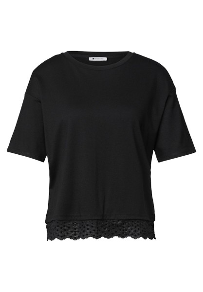 T-Shirt mit Rundhals und Spitze