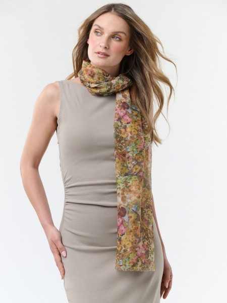 recyceltes Polyester Schal Sustainability Edition - Schal mit Millefleur Aquarell-Design