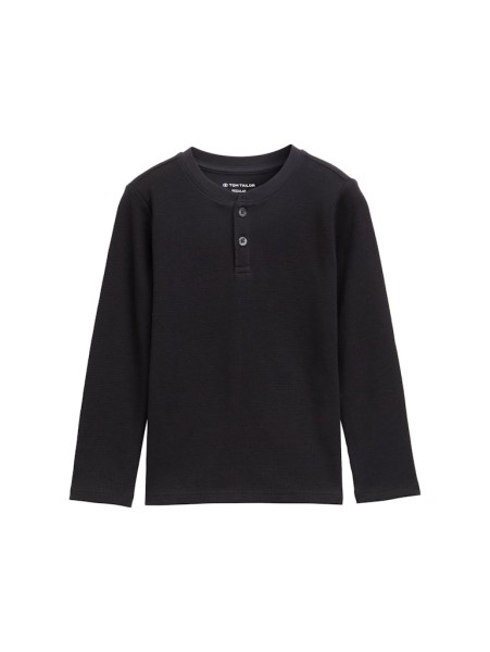 Henley Langarmshirt mit Waffelstruktur