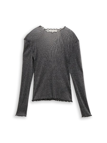 Mesh Langarmshirt mit Glitzer-Effekt