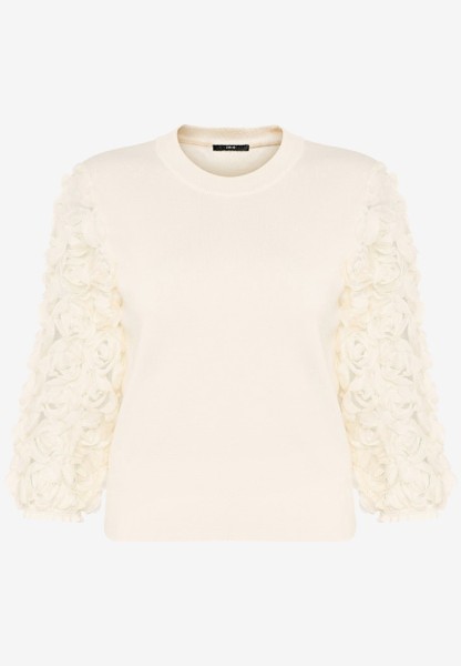 Feinstrickpullover mit 3D Blüten