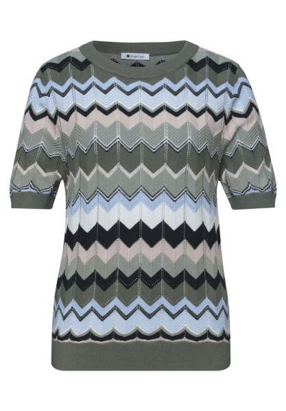 Kurzarm Pullover mit Zick-Zack-Muster