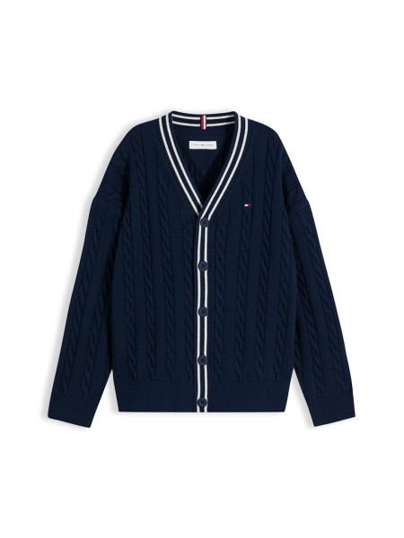 COTTON POLO TIPPING CARDIGAN