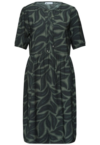 Knielanges Kleid mit Split Neck und Print