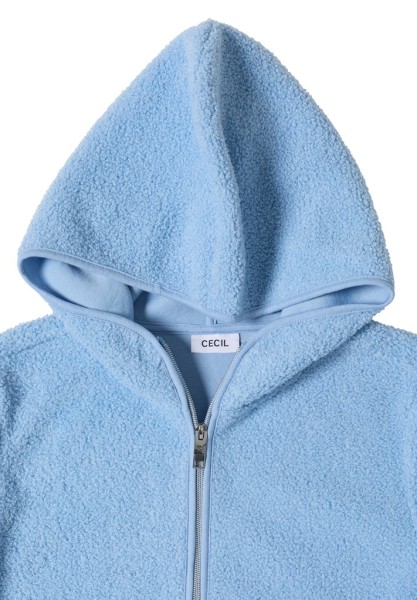 Teddy-Jacke mit Kapuze in Unifarbe