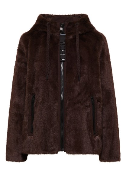 Fake Fur Jacke mit Softshelldetails