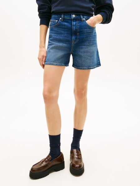 Denim Straight Leg Mom Shorts