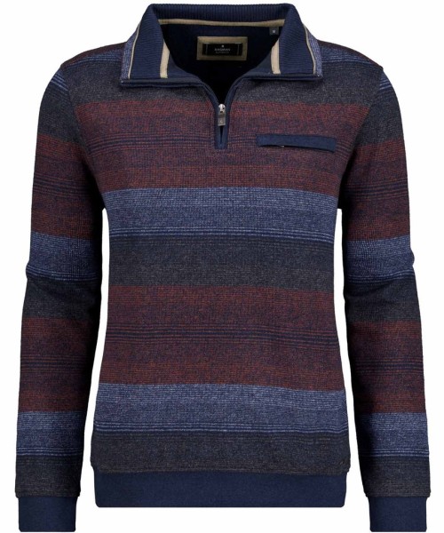 Sweatshirt mit Troyer-Kragen, gestreift