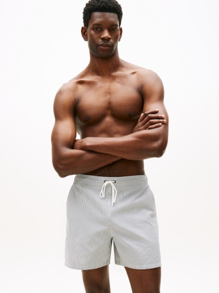 Essential Ithaca Stripe Mid Length Swim Shorts