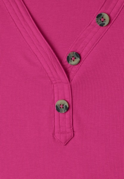 3/4-Arm Shirt mit V-Ausschnitt und Knöpfen