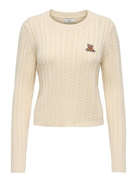 JDYBOW EMB. L/S O-NECK CABLE PULL KNT