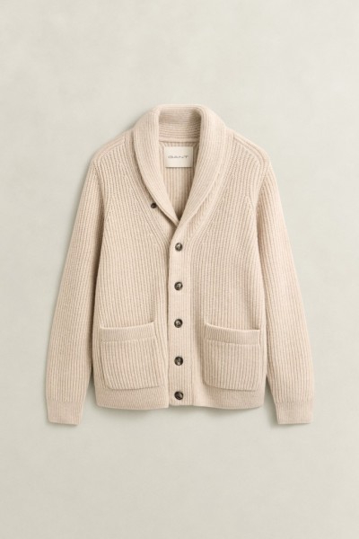 Gerippte Strickjacke aus Wollgemisch