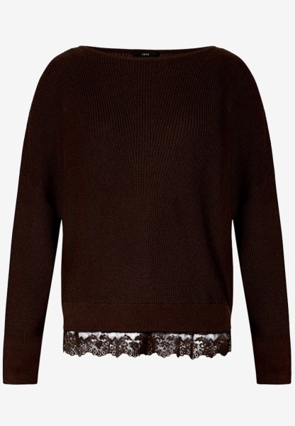 Strickpullover mit Spitzenkante