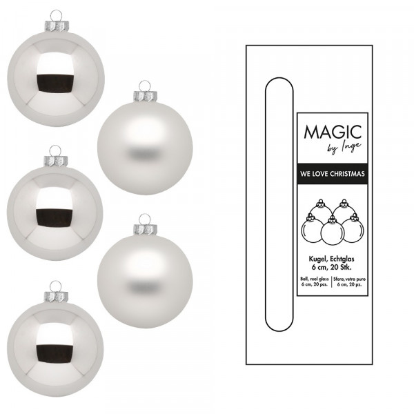 Weihnachtskugeln "Silber", 20 tlg. 6cm