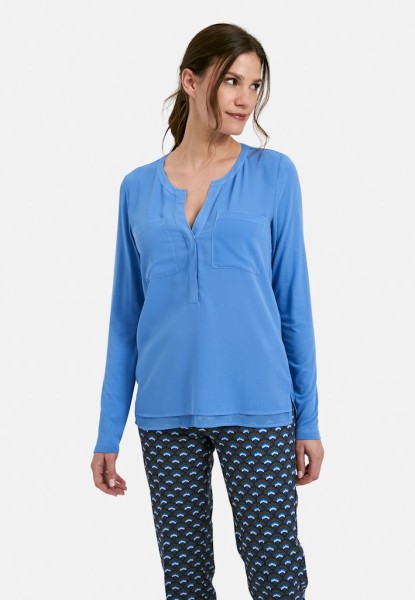 Jersey Blouse with woven front and chestpockets