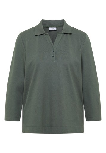 3/4-Arm Poloshirt mit Knopfdetail