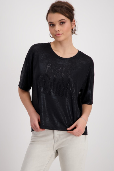 T-Shirt mit glänzendem Silberdruck