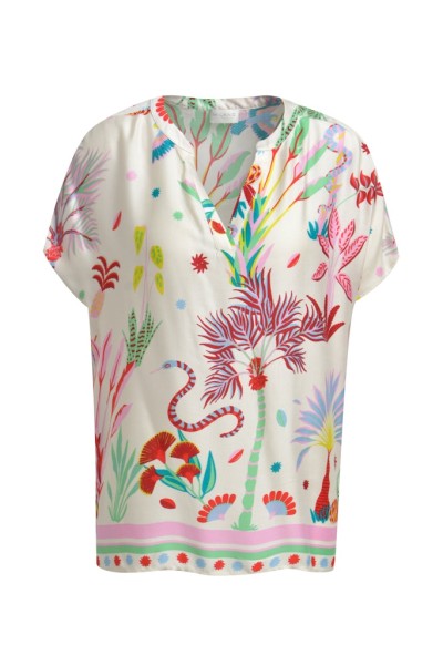 sleeveless blouse w neckpanel + v-neck