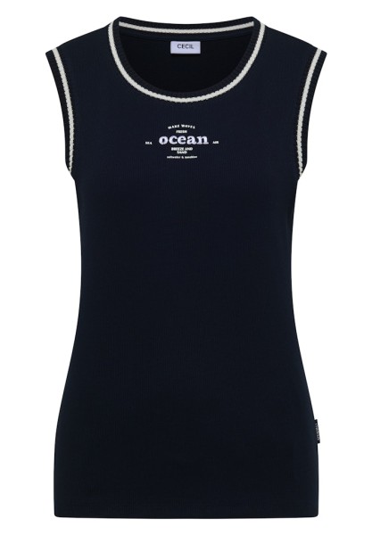 Top mit Rundhals und Kontrastdetails