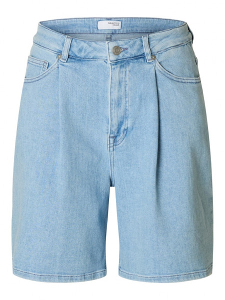 SLFANYA-GRY HW PLEAT DENIM SHORTS