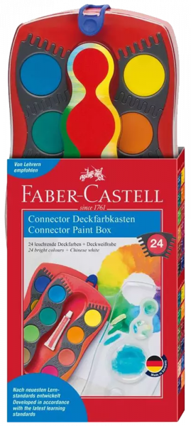 Connector Deckfarbkasten, rot, 24 Farben inkl. Deckweiß