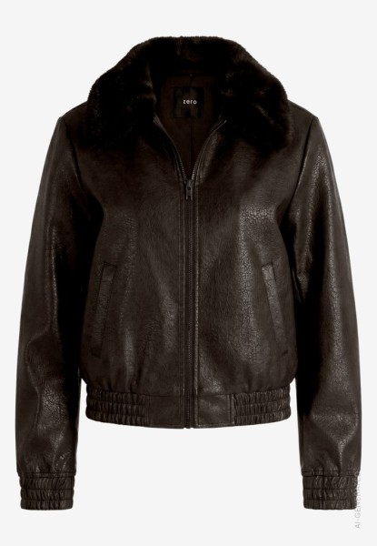 Damen Kunstlederjacke mit Kragen in Felloptik